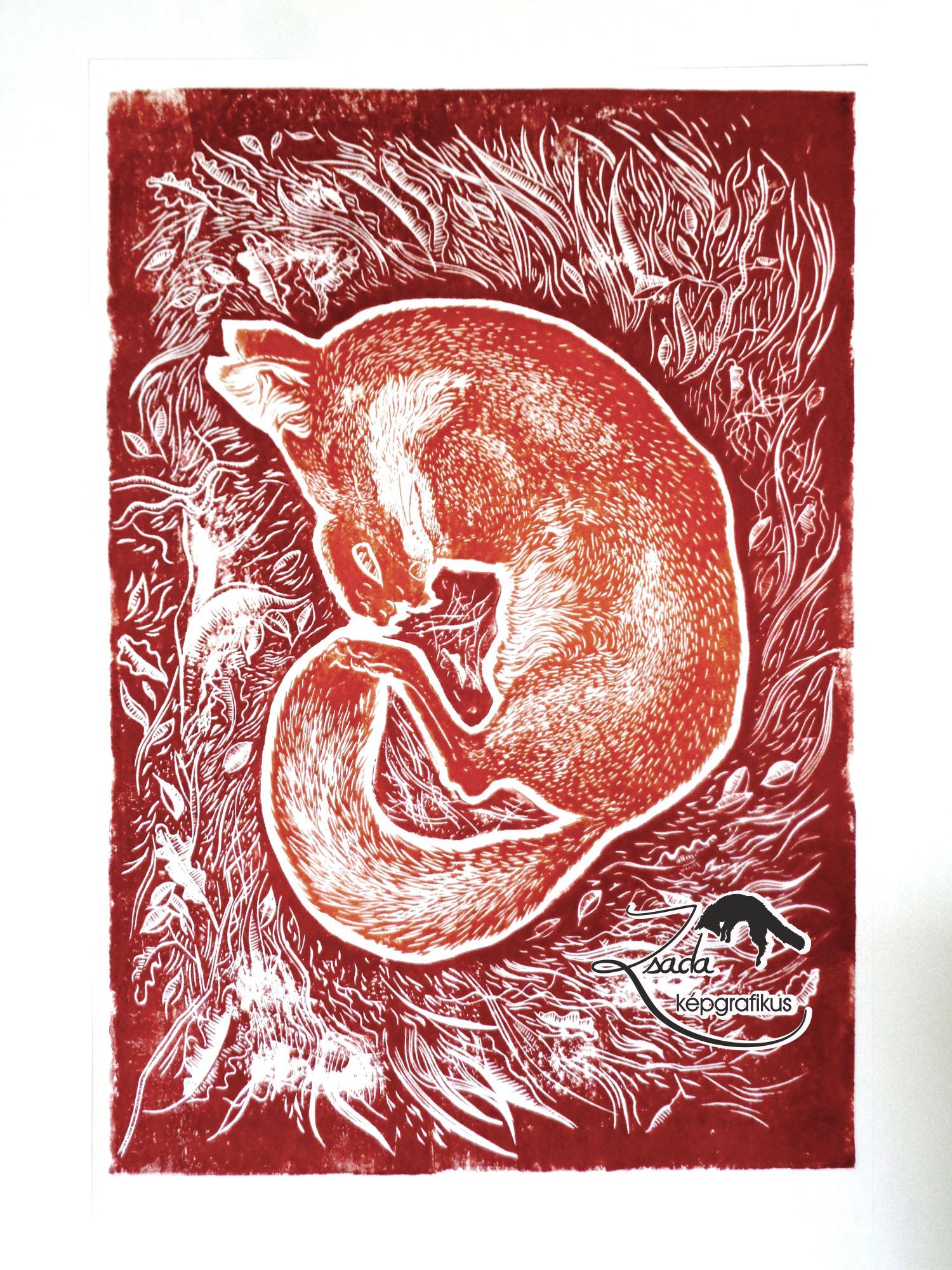 V&eacute;dtelen&uuml;l II. - lin&oacute;leummetszet - 1 by Győri Erzs&eacute;bet Zsada