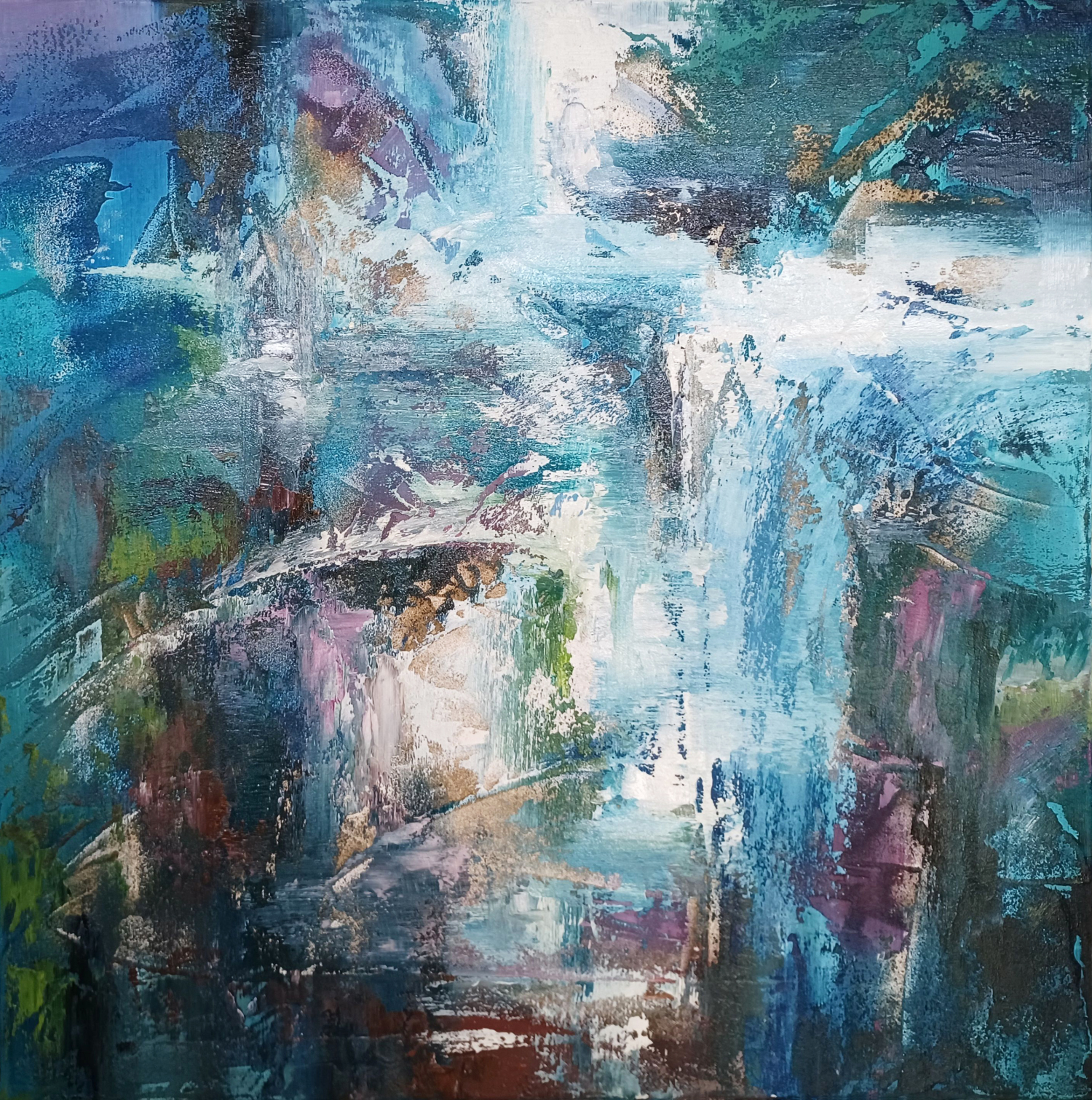 Mystic Water 2021. olaj,&aacute;sv&aacute;nypor,v&aacute;szon   80x80cm - 1 by P&uuml;sp&ouml;k Anita