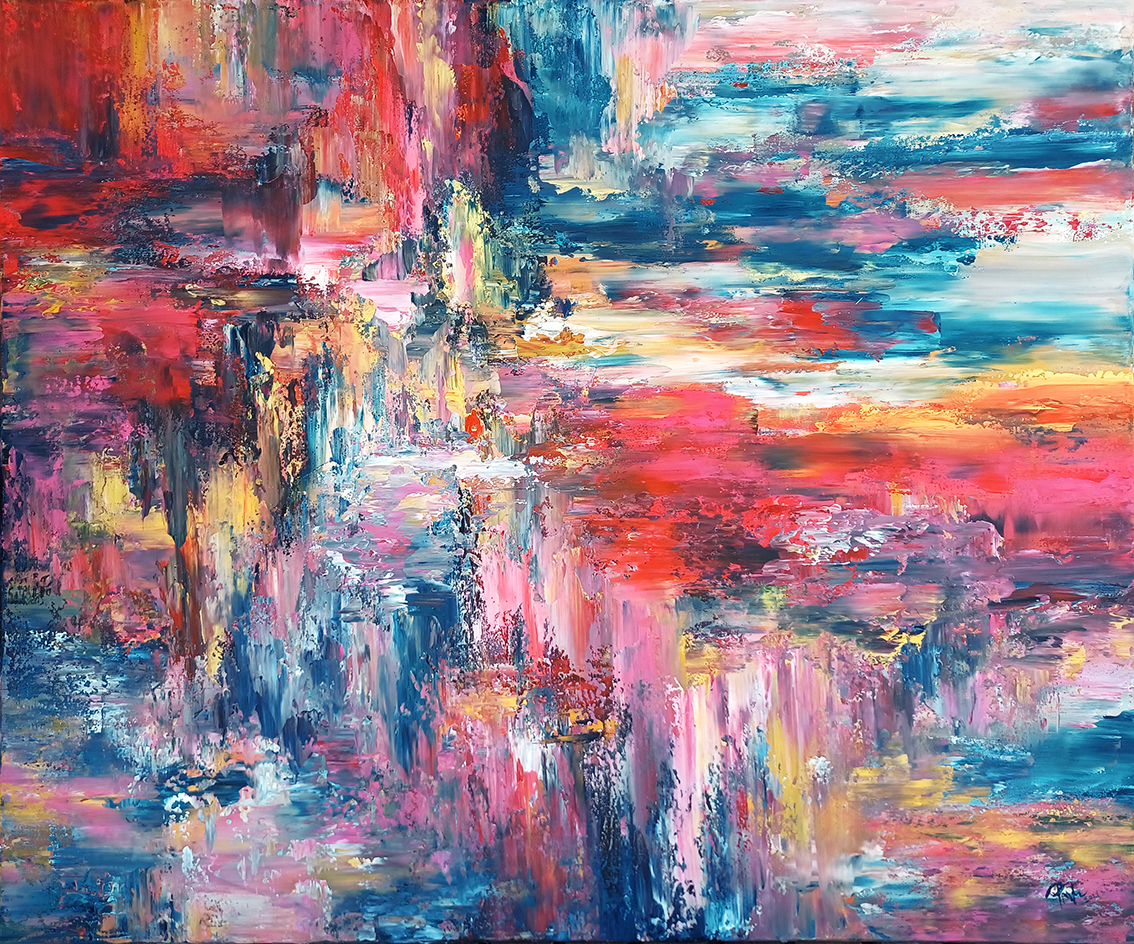 Jazzy dive  2021. akril,v&aacute;szon  120x100cm - 1 by P&uuml;sp&ouml;k Anita