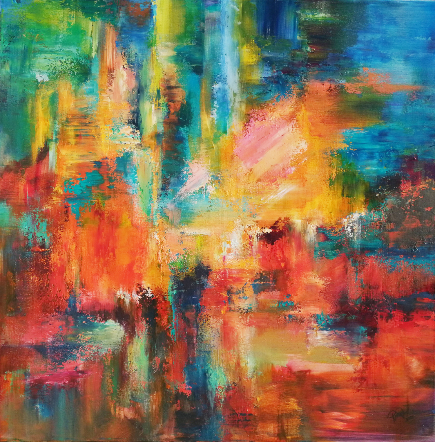 Lovely sounds  2021. akril,v&aacute;szon  100x100cm - 1 by P&uuml;sp&ouml;k Anita