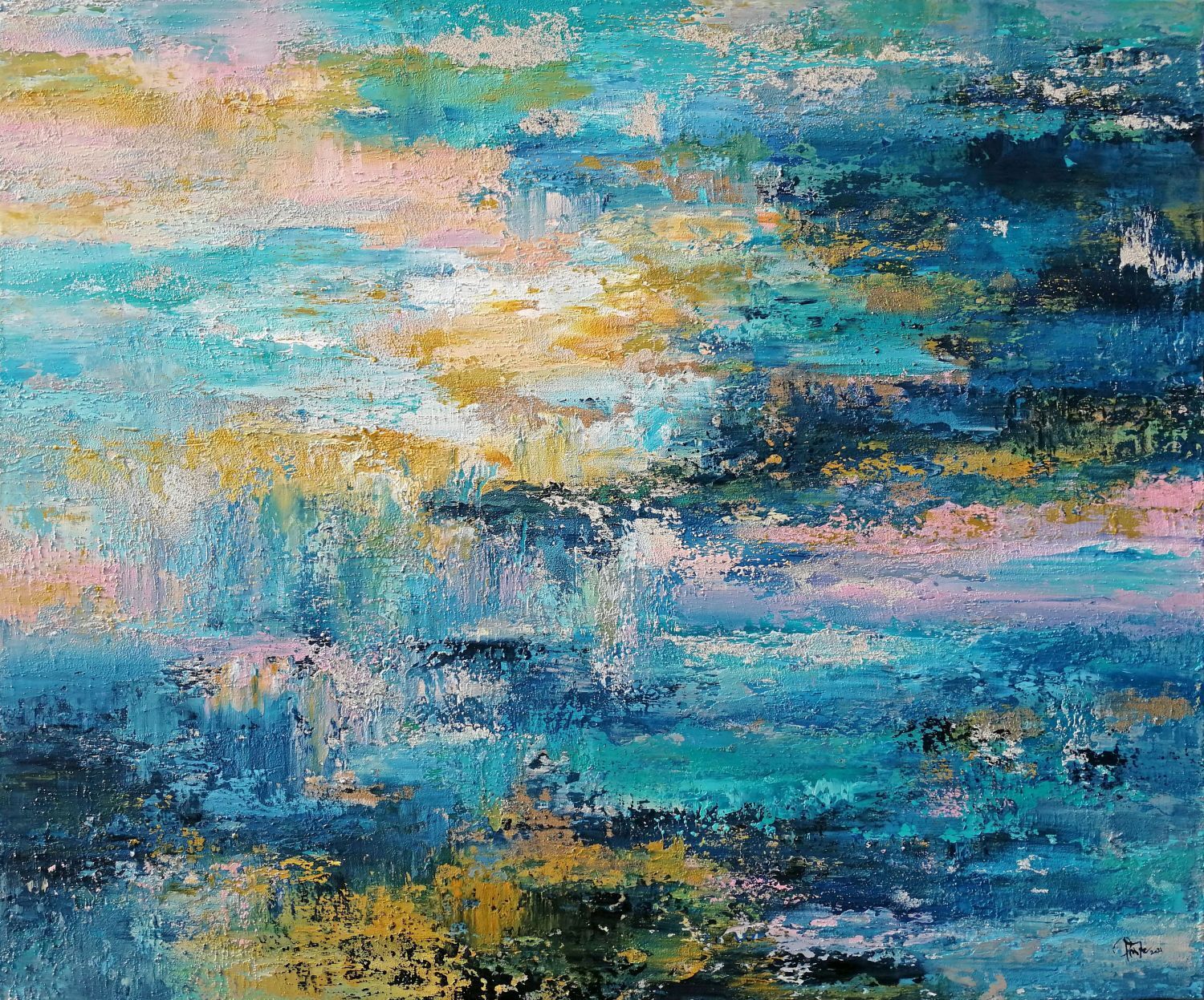 Drops of essence 2021.  akril,&aacute;sv&aacute;nypor,v&aacute;szon  100x120cm - 1 by P&uuml;sp&ouml;k Anita