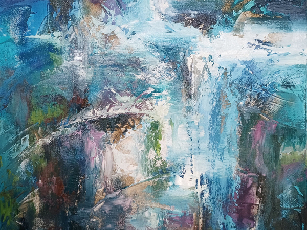 Mystic Water 2021. olaj,&aacute;sv&aacute;nypor,v&aacute;szon   80x80cm